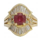 18kt Gold 2.25 Natural Ruby & Diamond Ring