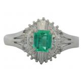 Platinum .59 ct Natural Emerald & VS Diamond Ring