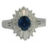 Platinum 1.15ct Natural Sapphire & VS Diamond Ring