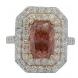 Radiant Cut 4.85 ct Vivid Pink VS Lab Diamond Ring