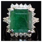 14kt Gold 4.74 ct Natural Emerald & Diamond Ring