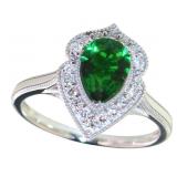 Pear Cut 1.15 ct Emerald & Diamond RIng