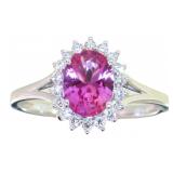 Oval 1.25 ct Pink Sapphire & Diamond Halo Ring
