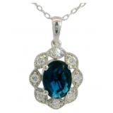 Oval 1.75 ct Sapphire & Diamond Necklace