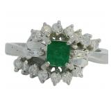 Platinum 3/5 ct Natural Emerald & VS Diamond Ring