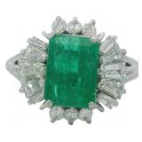 Platinum 2.56 ct Natural Emerald & VS Diamond Ring