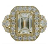 14kt Gold 3.60 ct Emerald Cut Lab Diamond Ring