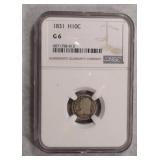 1831 NGS G6 Silver Half Dime