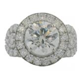 14kt Gold 4.12 ct Round VS Lab Diamond Ring