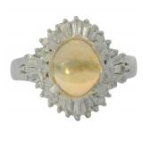 Platinum 1.95ct Natural Opal & Diamond Ring