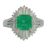 Platinum 1.58 ct Natural Emerald & VS Diamond Ring