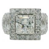 14kt Gold 4.05 ct Princess Cut Lab Diamond Ring
