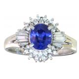 Platinum 1.55 ct Natural Sapphire & Diamond Ring