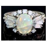 Platinum 2.64 ct Natural Opal & Diamond Ring