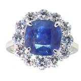 14kt Gold 4.89 ct GIA Sapphire & Diamond Ring