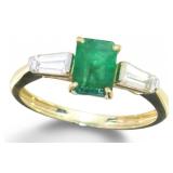 14k Gold 1.28ct Natural Emerald & Diamond Ring