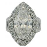 14kt Gold 6.82 ct Marquise Cut Lab Diamond Ring