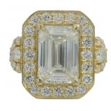 14kt Gold 6.90 ct Emerald Cut Lab Diamond Ring