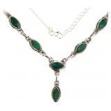 Vintage Style Natural Marquise Emerald Necklace
