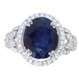 14kt Gold 4.88 ct GIA Sapphire & Diamond Ring