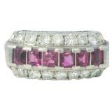Platinum 3/4 ct Natural Ruby & VS Diamond Ring
