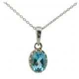 Oval 2.00 ct Genuine Blue Topaz Necklace