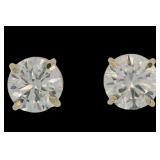 14k Gold 6.04 ct Round Lab Diamond Stud Earrings