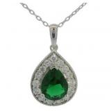 Pear Cut 2.35 ct Emerald & Diamond Necklace