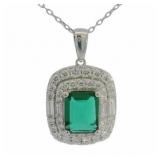 Emerald Cut 3.74 ct Emerald & Diamond Necklace