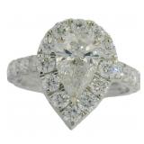 14k Gold 2.64 ct VVS Pear Cut Lab Diamond Ring