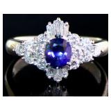 Platinum 1.45ct Natural Sapphire & VS Diamond Ring