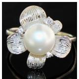 Beautiful Button Pearl Dinner Ring