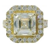 14kt Gold 5.50 ct Asscher Cut VS1 Diamond Ring