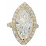 14kt Gold 9.08 ct VS Marquise Cut Lab Diamond Ring