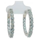 Genuine 3.00 ct Aquamarine Hoop Earrings