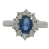 Platinum 1.62 ct Natural Sapphire & Diamond Ring