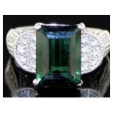 Platinum 6.29 ct Natural Tourmaline & Diamond Ring