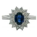 Platinum 1.17 ct Natural Sapphire & Diamond Ring