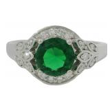 Round 1.25 ct Emerald & Diamond Ring