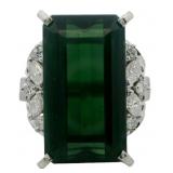 Platinum 11.30ct Natural Tourmaline & Diamond Ring