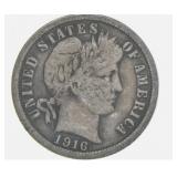 1916-P Barber Silver Dime
