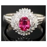 Platinum 1.64 ct GIA Natural Ruby & Diamond Ring