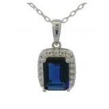 Emerald Cut 1.67 ct Sapphire & Diamond Necklace