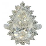 14kt Gold 5.90 ct VS Pear Cut Lab Diamond Ring