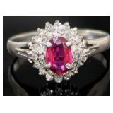 Platinum 1.31 ct Natural Ruby & Diamond Ring