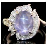 Platinum 5.06 ct Star Sapphire & Diamond Ring