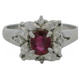 Platinum 4/5 ct Natural Ruby & Diamond Ring