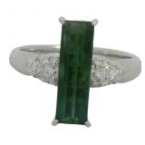 Platinum 2.04 ct Natural Tourmaline & Diamond Ring