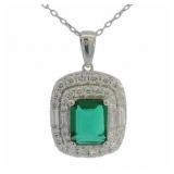 165Emerald Cut 3.74 ct Emerald & Diamond Necklace