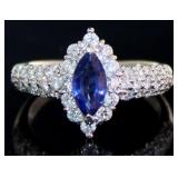Platinum 1.67ct Natural Sapphire & VS Diamond Ring